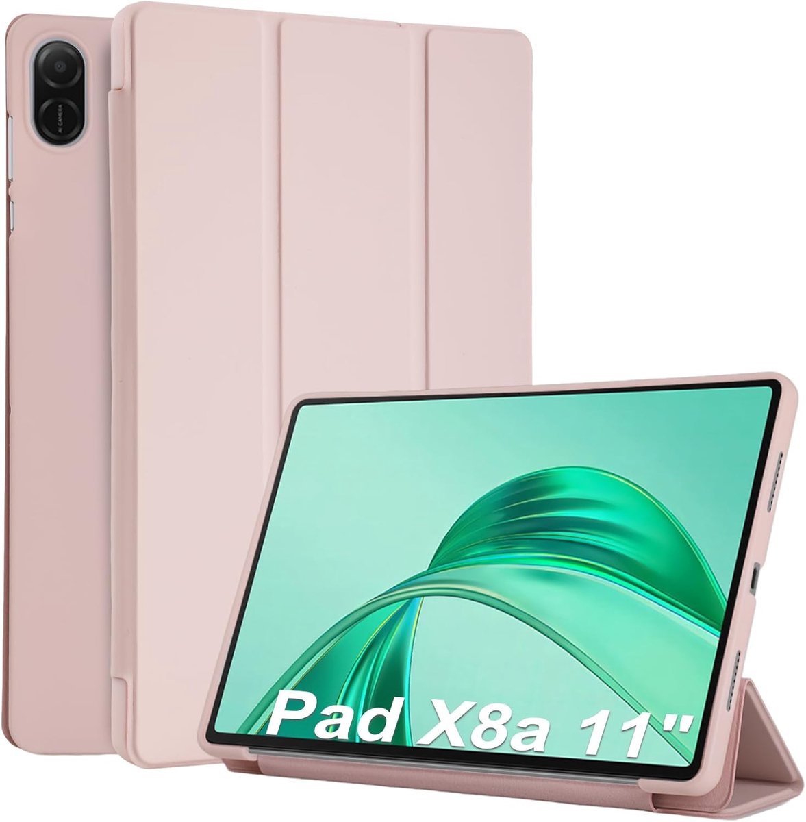 SnelShoppen - Ultra-dunne PU Leren Tablet Hoes voor Honor Pad X8a 11" - Beschermhoes met Standfunctie en Auto Slaap/Wek Functie - Roze