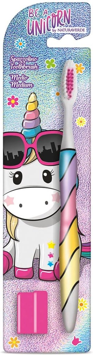 SnelShoppen - Unicorn Tandborstel voor Kinderen - Handborstel met Medium Borstels, Grappige en Magische Tandverzorging voor Jongeren, Kindvriendelijk,