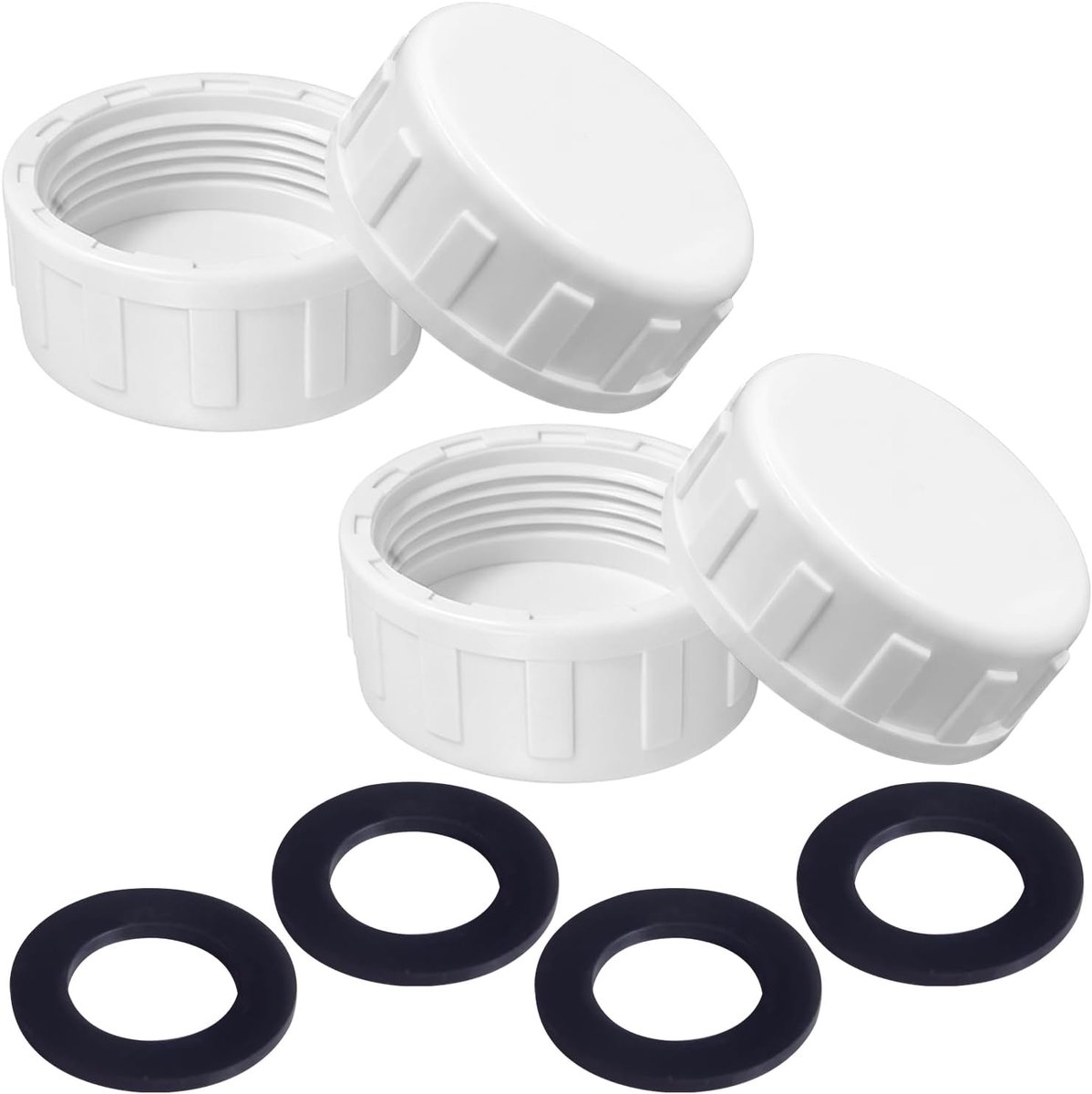 SnelShoppen - 4Pcs Blank Hood met Sealing Ring, Draadloze Vrouwelijke Sluitkap voor Afvoerbuizen, 32mm, Wit, Ideaal voor Keuken en Badkamer