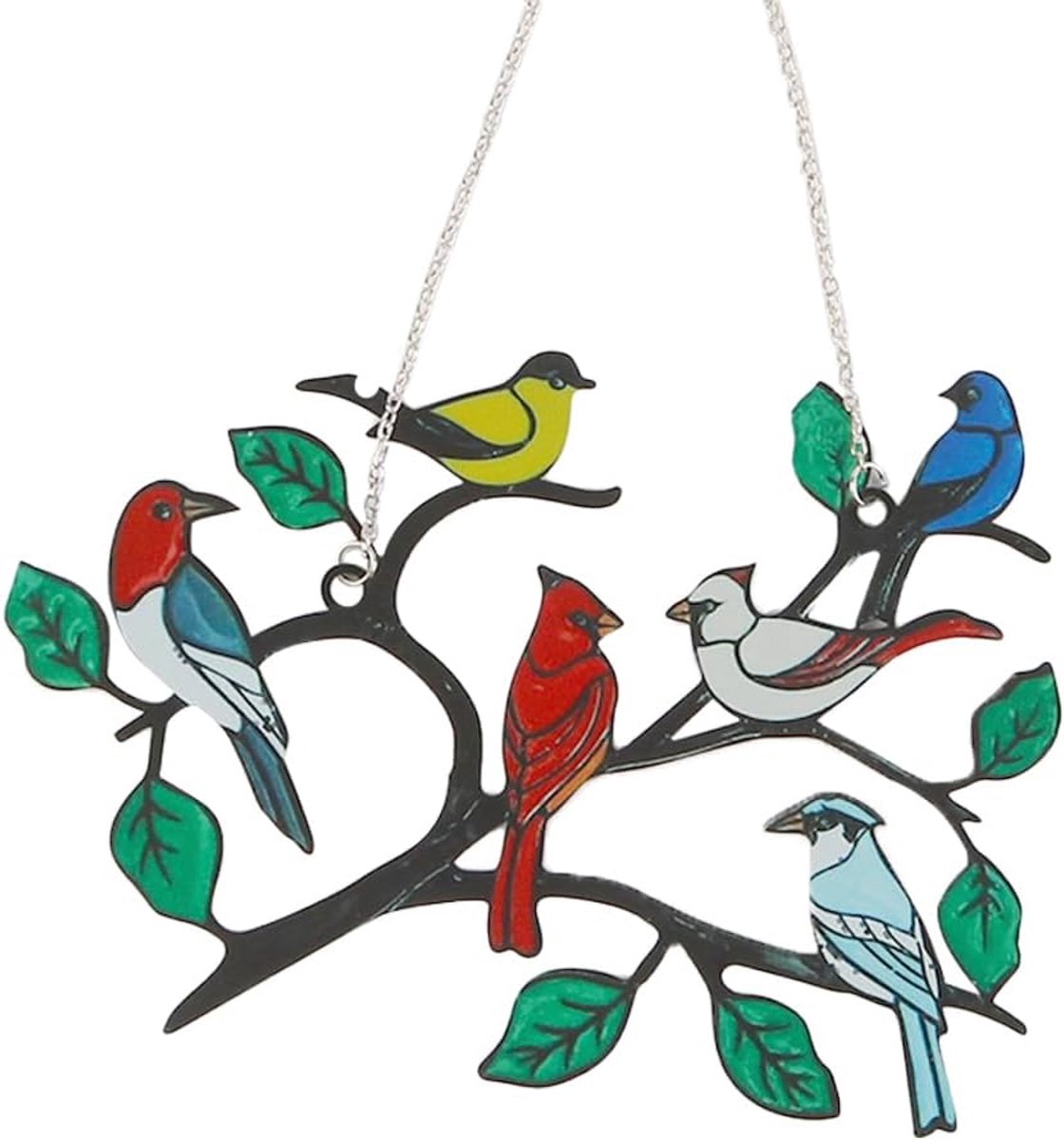 SnelShoppen - Six Birds Tuindecoratie - Gekleurde Metalen Hangende Vogel Hangers - Handgeschilderd - Voor Raam, Wand, Tuin, Keuken, Feest - Multicolor