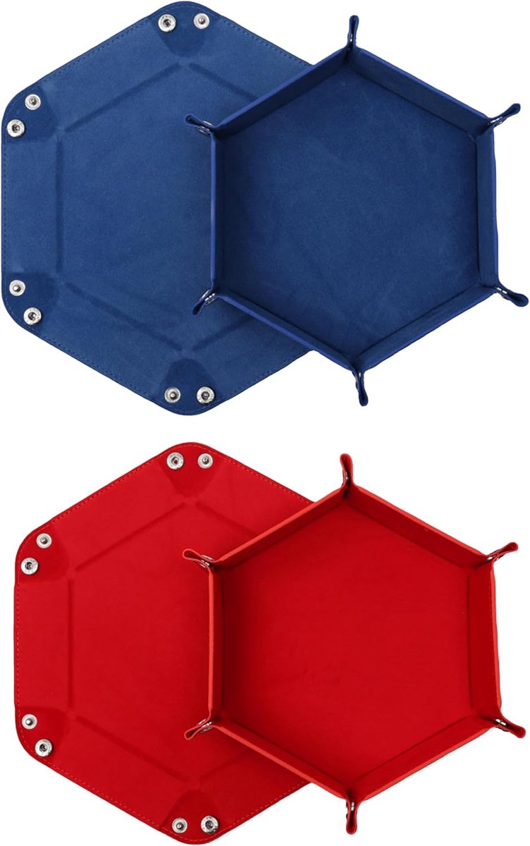 SnelShoppen - 2 Pcs Vouwbare Cube Borden, Dubbelzijdige Fluwelen Dobbelsteen Tray, Hexagon Dobbelsteen Bord, Kunstleer voor RPG DND Draken Dobbelspel