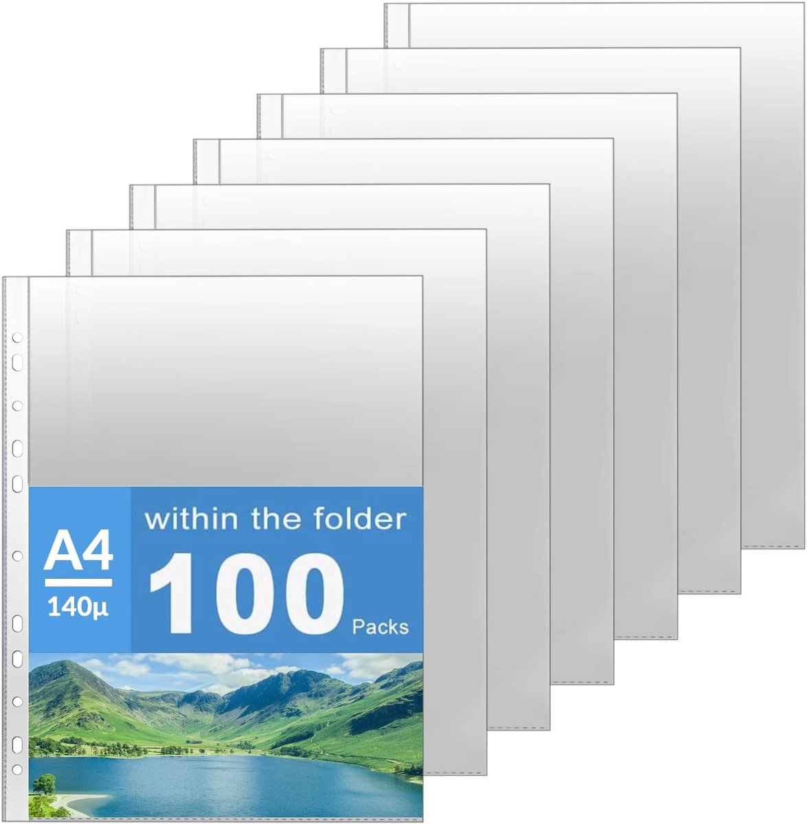 SnelShoppen - 100 Transparante Enveloppen A4 PP Polypropyleen, Perforated Envelopes, 11 Gaten, Documenten Bescherming, Eco-vriendelijk, Duurzaam, 0.15
