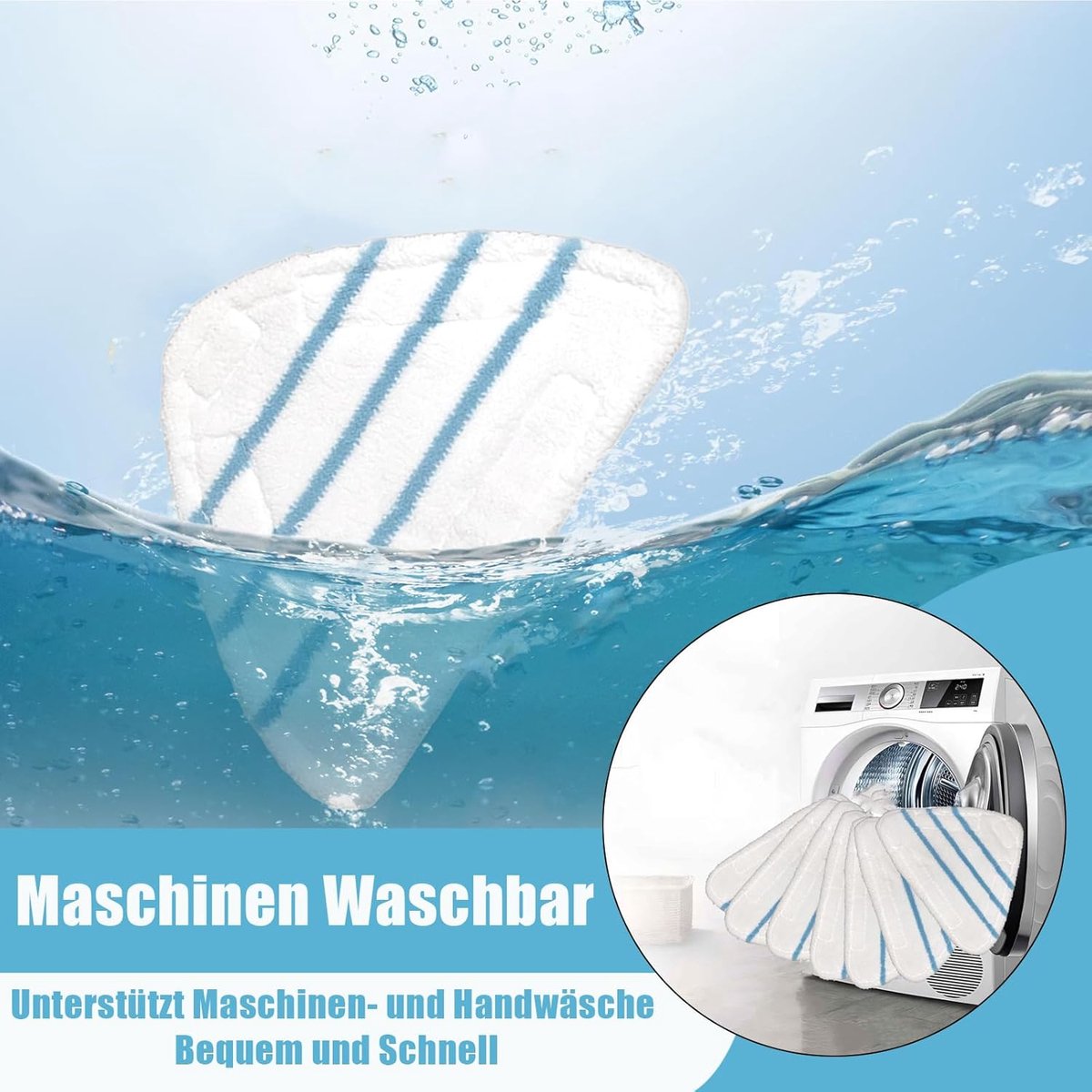 SnelShoppen - Vervangpads voor Stoomreiniger, Stoombezem Pad, Microvezel Stoomreiniger Covers, Machinewasbaar, Hoge Temperatuur Weerstand, Triangulair