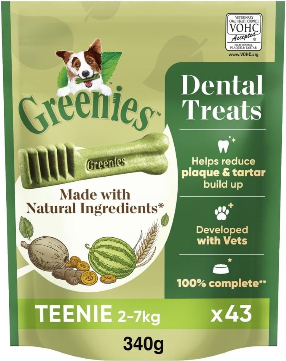 SnelShoppen - GREENIES Kauwsnacks voor zeer kleine honden 2-7 kg - 258 Tandsticks (6 x 340 g) - Dierenarts goedgekeurd voor mondhygiëne en frisse adem