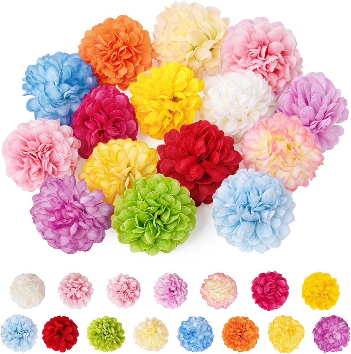 SnelShoppen - Kunstbloemen Chrysant - 15 Stuks Kunstmatige Bloemkoppen, Vervagingsbestendig Polyester, Ideaal voor Decoraties, Bruiloften, Taarten en