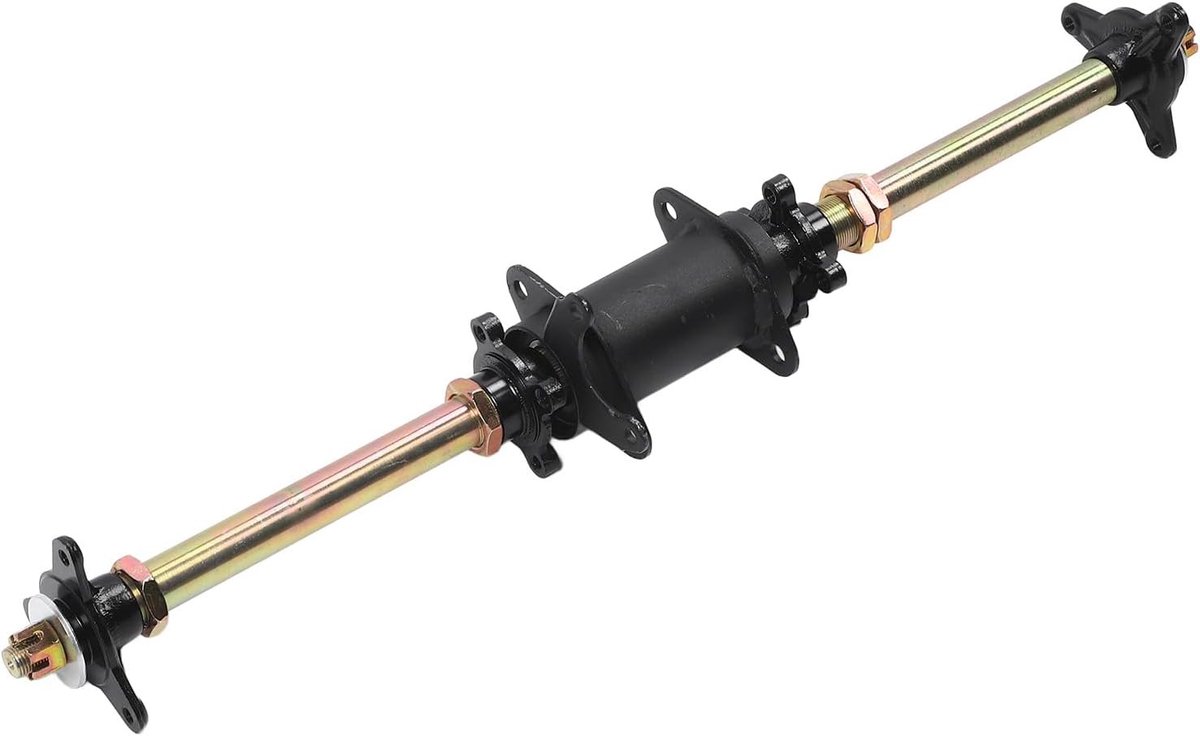 Compleet Achteras Set voor ATV Go Kart Quad - 710mm Stalen As met Bevestigingsbeugel en Wielen, Duurzaam en Betrouwbaar voor Offroad Avonturen