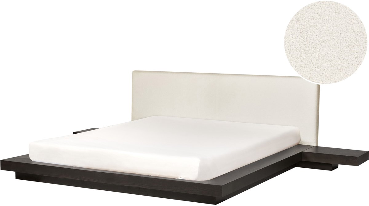 Beliani ZEN - Tweepersoonsbed - Donkerhout - 180 x 200 cm - Bouclé Bruin