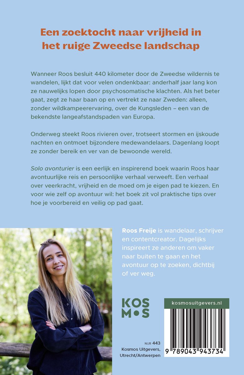 Boekomslag 'Solo avonturier' met Roos Freije. Beschrijving van haar reis en tips.