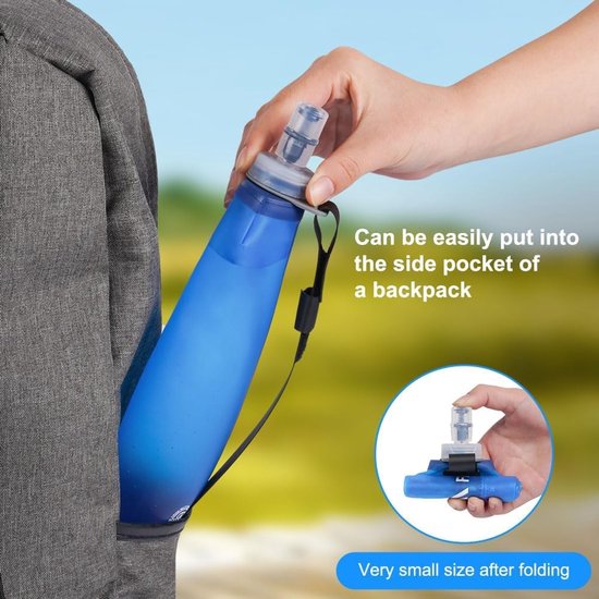 Opvouwbare Waterfles van 250ml - Lichtgewicht en BPA-vrij - Ideaal voor Hardlopen, Wandelen en Fietsen - Blauw — afbeelding 4