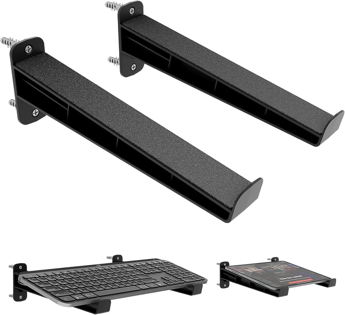 SnelShoppen - Ergonomische Wandbeugel voor Toetsenborden - 15° Verstelbare Floating Shelf voor Mechanische Toetsenborden, Tablets en E-Readers - Ruimt