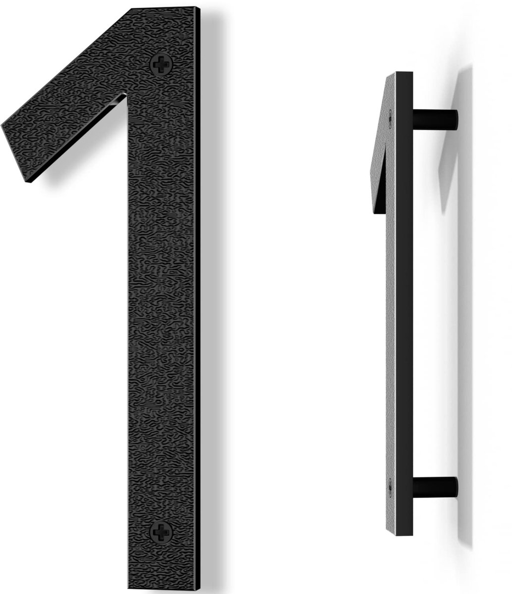 Dailygoods - Groot Huisnummer 20 cm Zwart - Modern 3D Effect voor Buiten