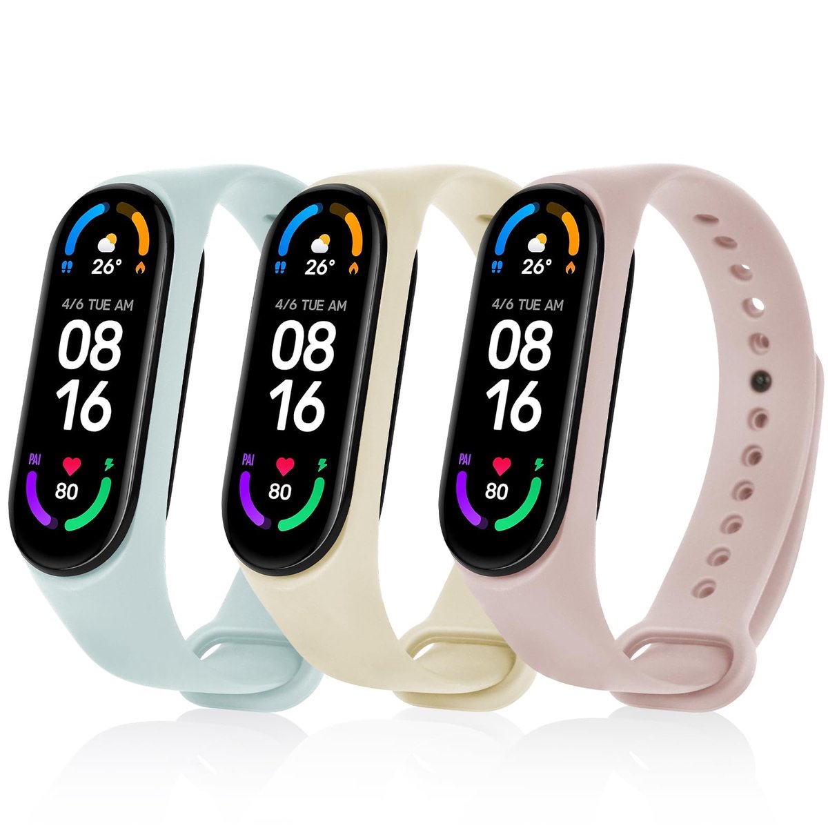 Dailygoods - Ainiv Vervangend Horlogebandje voor Xiaomi Mi Band 7/6/5/4/3 - Silicone en Roestvrij Staal
