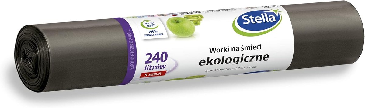 SnelShoppen - Garbage Bags 240L Zwart - 5 Stuks - Sterke LDPE Afvalzakken - Ideaal voor Kantoor, Tuin, Keuken en Feestjes