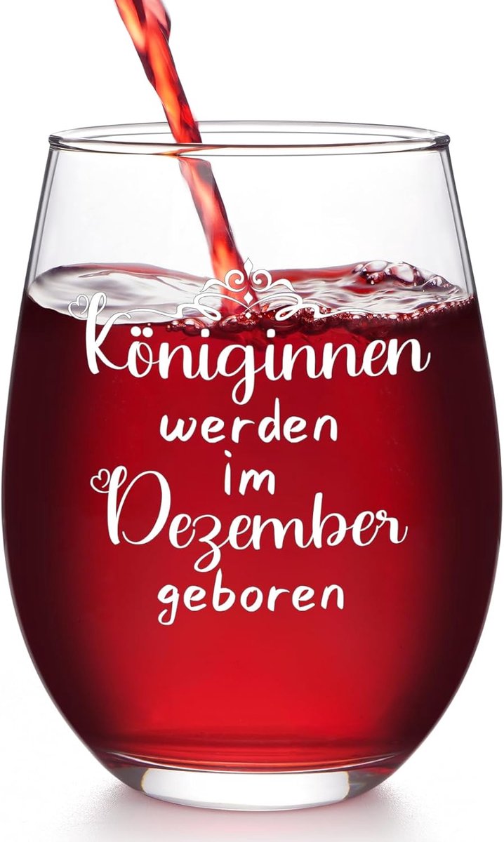 SnelShoppen - Wijnglas Cadeau voor Vriendin - Grappig Verjaardagscadeau voor Vrouwen, Zussen, Moeders - Queens Zijn Geboren in December - 400ml