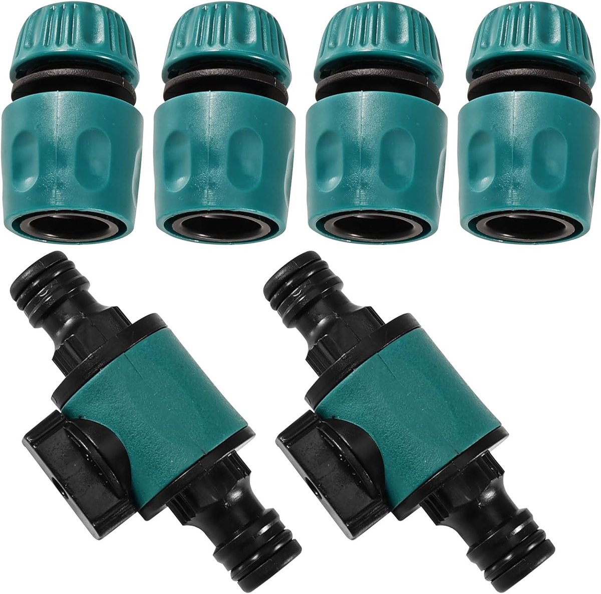 SnelShoppen - 6 Stuks Tuinslang Koppelingen met Controleklep, Tuinslang Afsluitkraan, Water Slang Connector voor 1/2 Inch Slangen, Robuust en Duurzaam