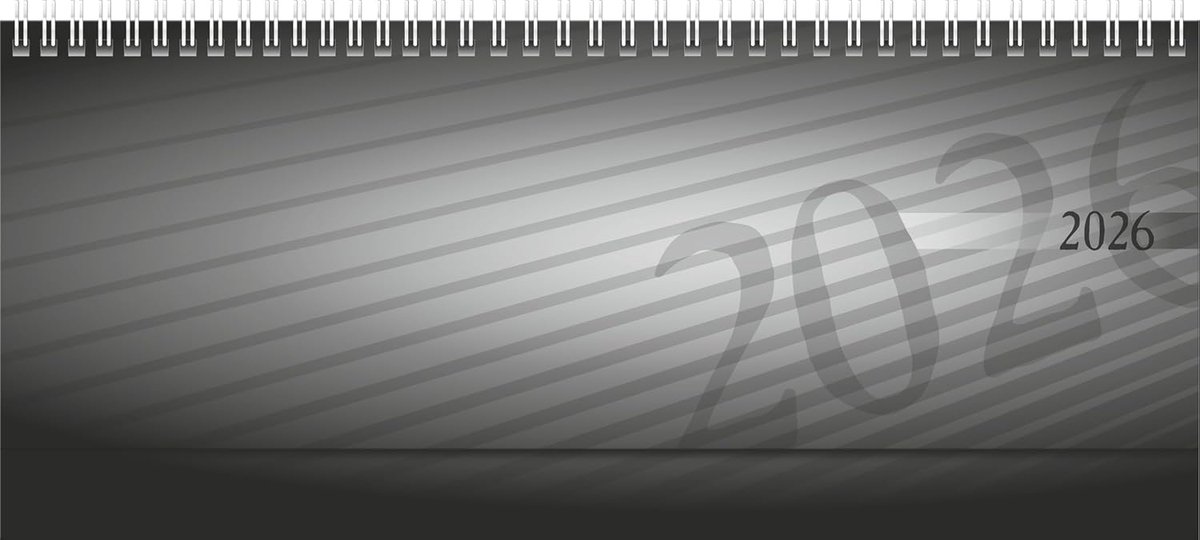 SnelShoppen - Querterminboek 2026 - Weekplanner 305x105 mm - Antraciet Kunststof - Wire-O-binding - 128 Pagina's met Jaar- en Maandoverzichten