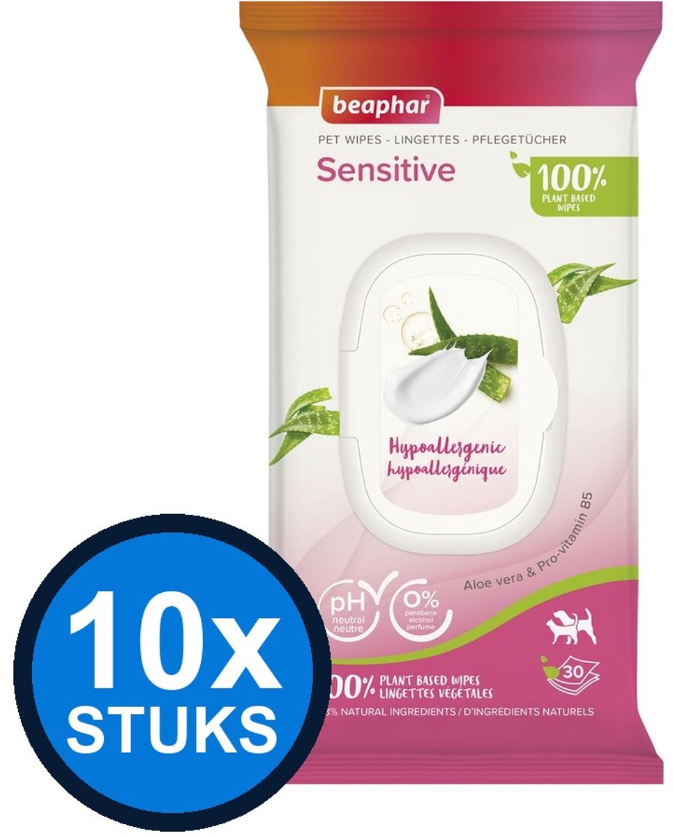 10x Beaphar - Dierendoekjes sensitive 30st