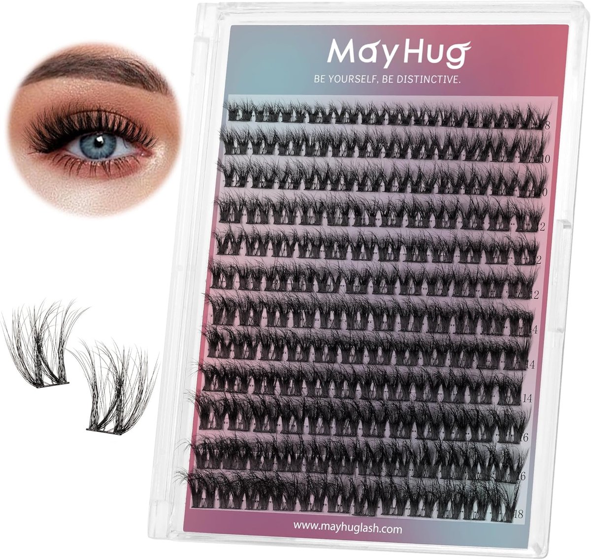 SnelShoppen - Cluster Wimpers 3D Effect - 144 Stuks - D-Curl - Mix Lengtes 8-18 mm - Zachte Kunstwimpers voor Feest en Dagelijks Gebruik