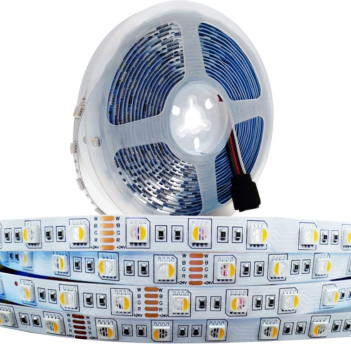 SnelShoppen - 24V LED Strip Light 5M RGBWW Warm White 3000K 300 LEDs SMD 5050 IP20 voor Sfeervolle Verlichting in Keuken, Woonkamer, Tuin en Feestjes