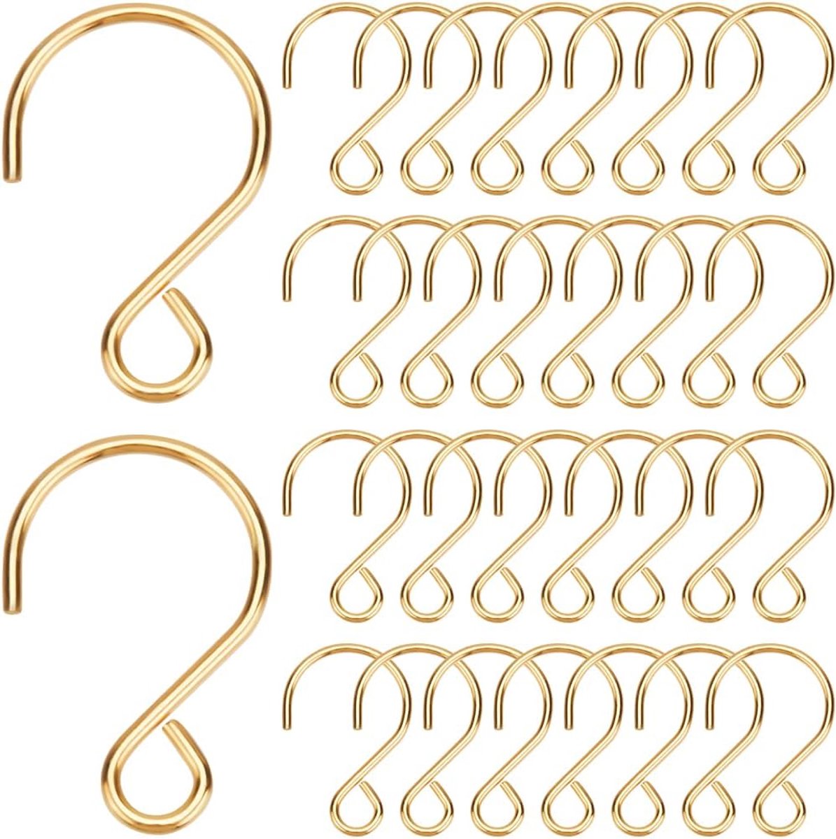 SnelShoppen - 300 Stuks S Haakjes - Mini S Haakjes in Goud - RVS Metaal - Perfect voor Versieringen, Kerstboom, Kristallen Kandelaren en Meer