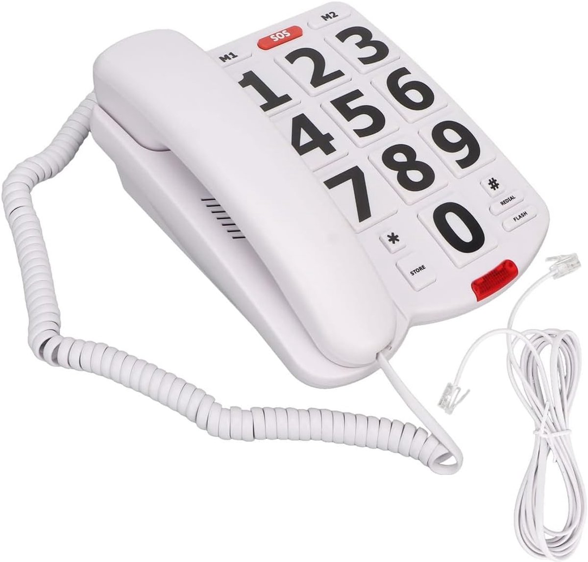 SnelShoppen - Grote Knop Telefoon voor Senioren, Vaste Telefoon met Belcaller Opslag, Sneltoetsen, Geluidsregeling, Voor Visueel Gehandicapten, Duurza