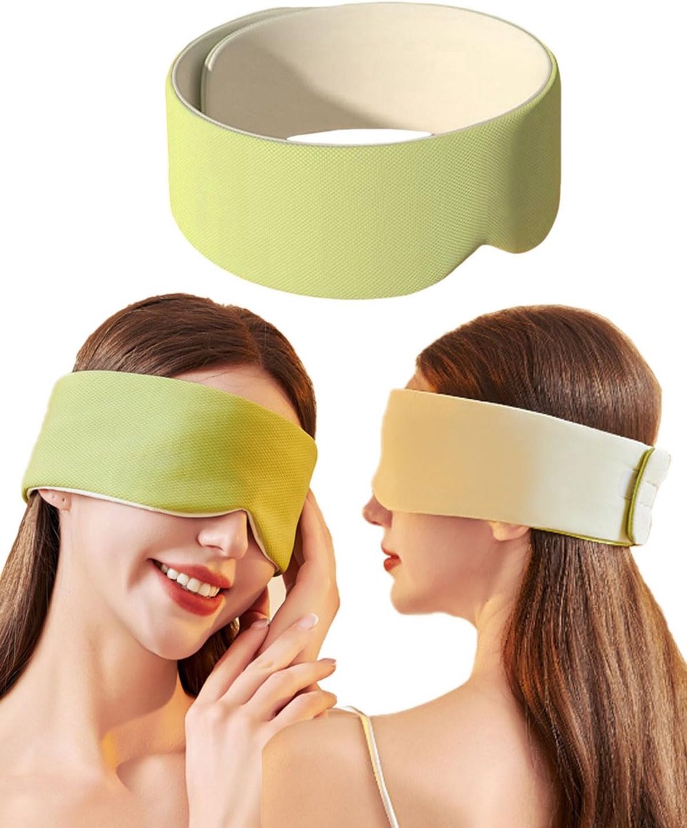 SnelShoppen - Migraine Masker - Koelend Hoofdpijnmasker - Ontspannend Slaapmasker voor Volwassenen - Verstelbare Strap - Groen - Gel Materiaal
