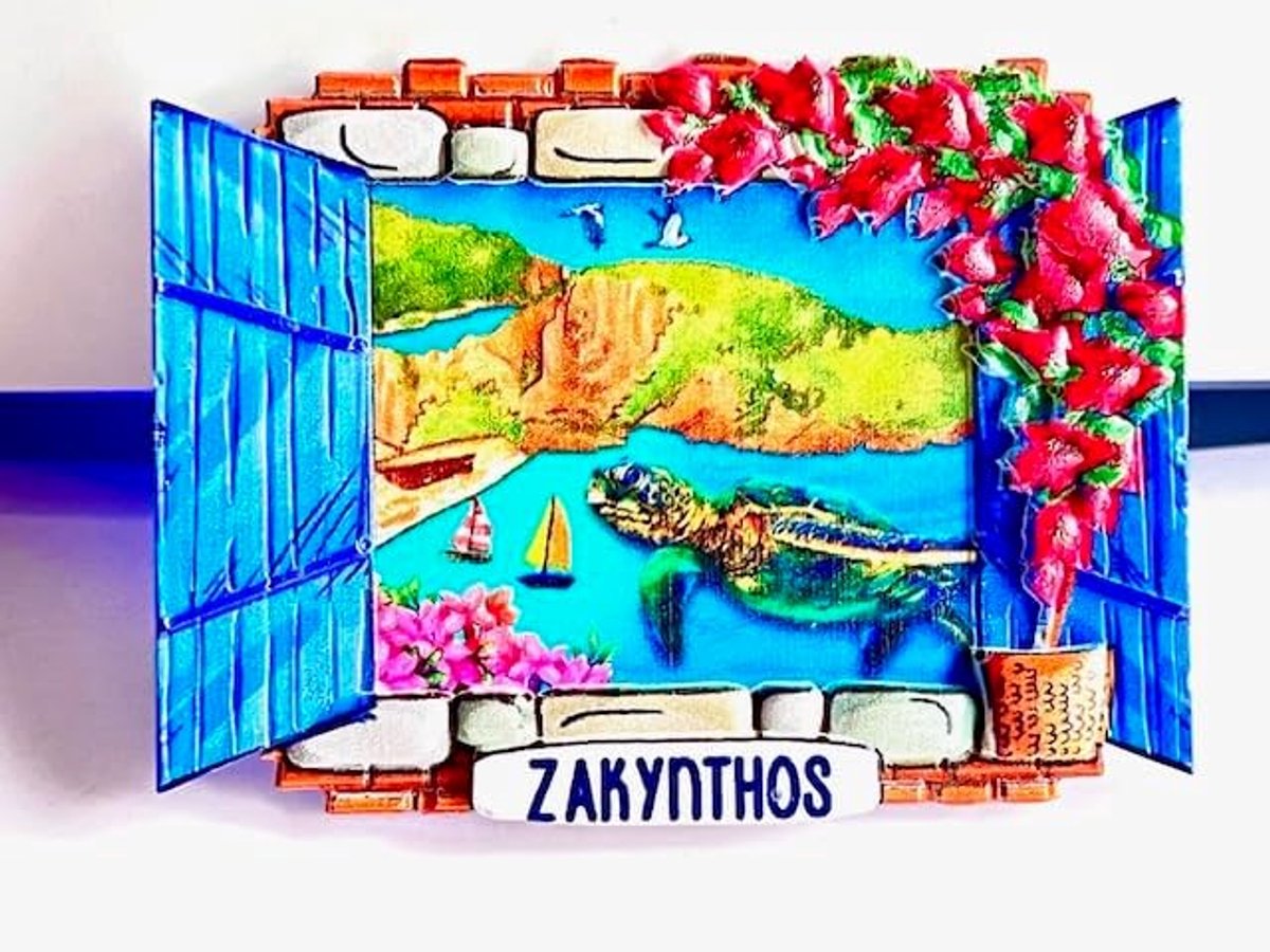 SnelShoppen - Zakynthos Magneet Souvenir - Polyresin Koelkastmagneten met Symbolen uit Griekenland - Decoratieve Fridge Magnet voor Thuis en Keuken