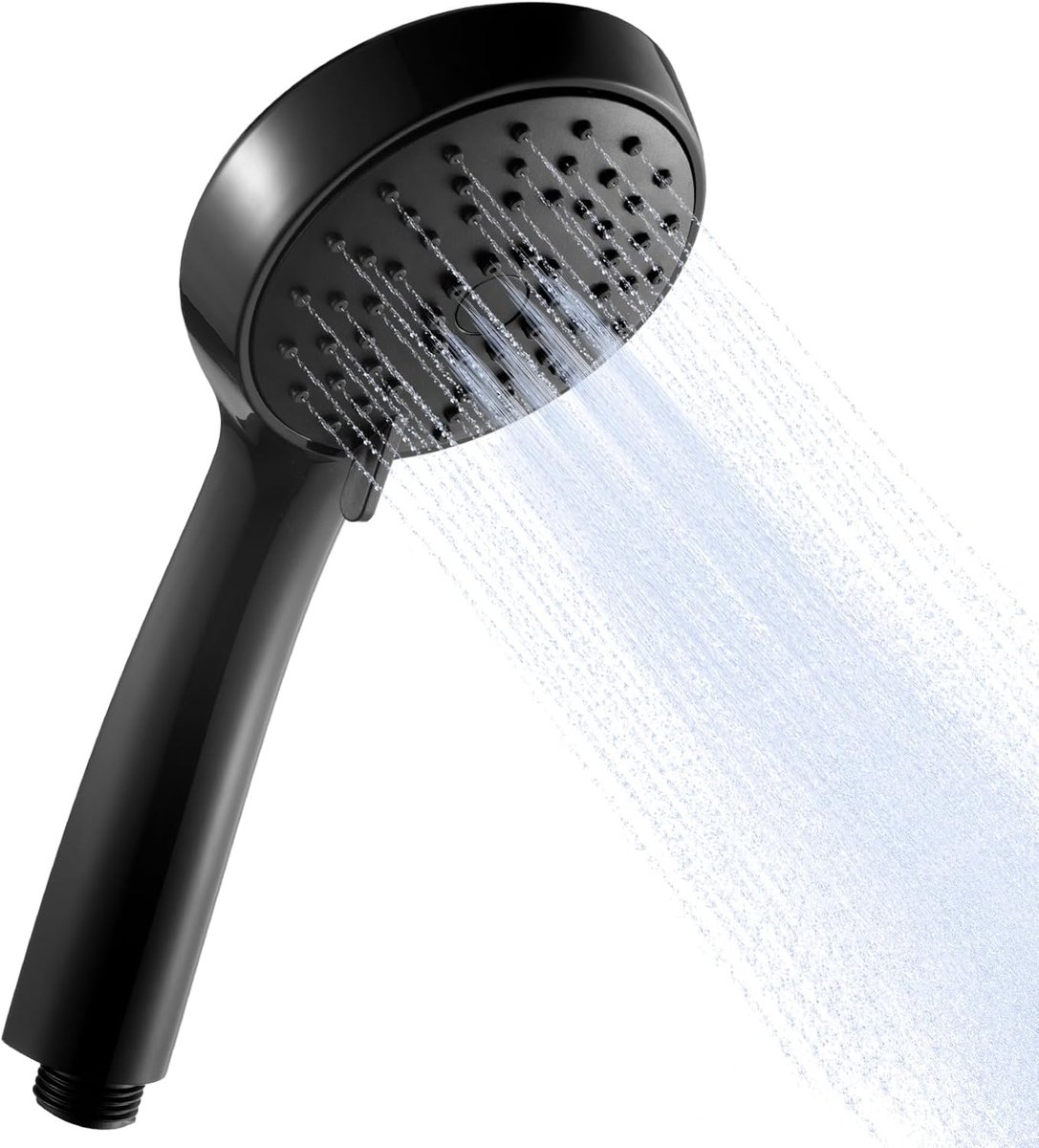 SnelShoppen - Handdouche met 3 Spuitstanden, Grote Waterbesparende Douchekop, 10cm Circulaire Douchekop in Jet Black, Ideaal voor Badkamer en Douche-E