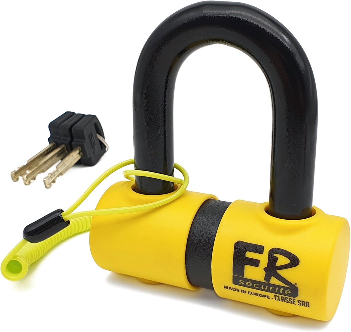 SnelShoppen - FR50 Mini U Lock Disc Slot Anti Diefstal Motorfiets Hangslot - Gehard Staal, Ø18mm, 45x65mm, Inclusief Herinneringskabel - Scooter Bevei