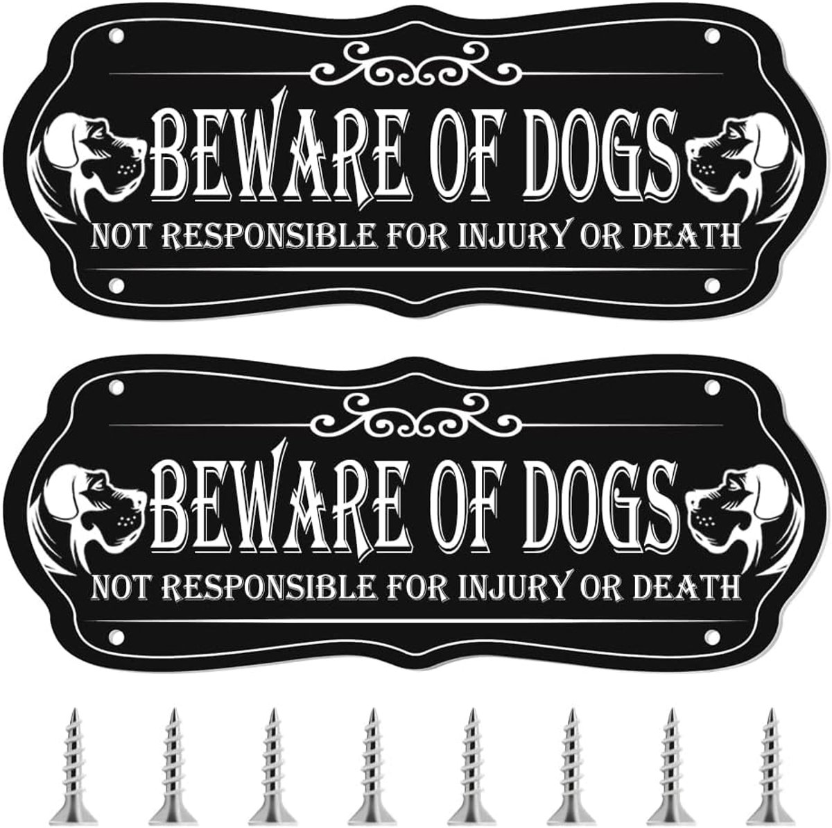 SnelShoppen - Beware of Dogs Fence Sign 2x7cm - Metalen Waarschuwingsbord voor Honden in de Tuin, Sluiting van Poort, Sterk en Duurzaam, Perfect voor
