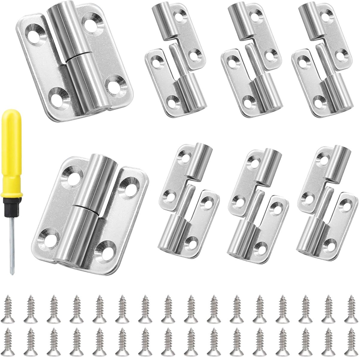 SnelShoppen - 8 Stuks Afneembare Deurhengsels, RVS Lift Off Hengen, Kleine Slip Joint Flag Hengen met Schroeven en Schroevendraaier, Ideaal voor Deure