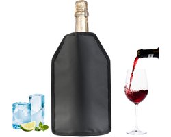 SnelShoppen - Wine Cooling Sleeve - Champagne Flessen Koeler - Gel Cooler Sleeve - Langdurige Koeling voor Prosecco, Wijn en Bier - Zwart - Ideaal voo