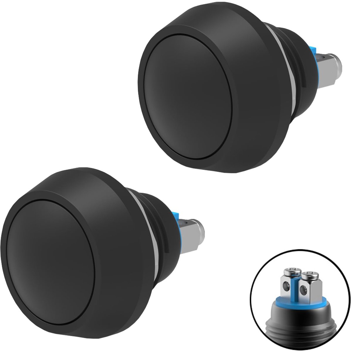 SnelShoppen - Waterproof Drukknop Schakelaar 12 mm - IP65 Waterdichte Metalen Drukknop 3A/6V/12V/36V - Voor Auto, Klok, Horn, Bellen - 2 Stuks