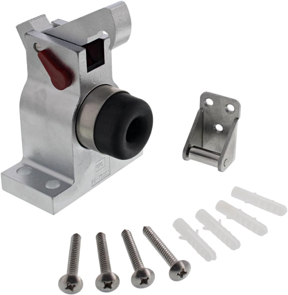 SnelShoppen - Trim Deur Stopper Aluminium DEURHOLDER Zilver met Haakjes - Voor Zware Deuren tot 100 kg - Inclusief Montagemateriaal - Duurzaam en Veil