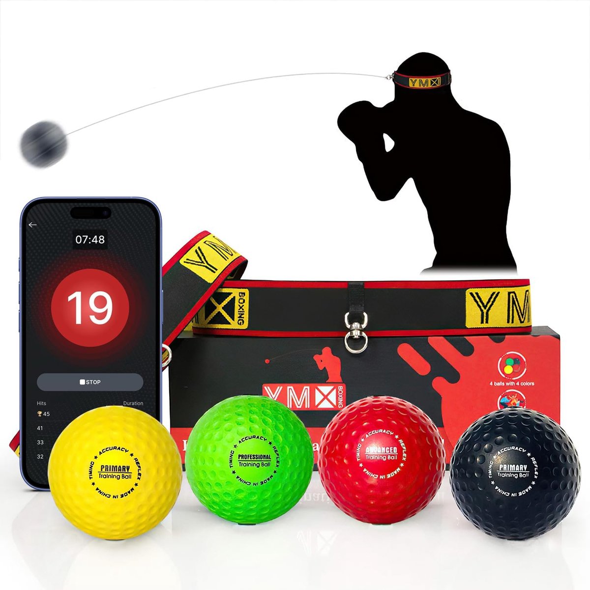 SnelShoppen - Ultimate Training Ball Set - 4 Reactie Ballen + 2 Verstelbare Hoofdbanden - Reflex Timing, Nauwkeurigheid, Focus en Hand-Oog Coördinatie