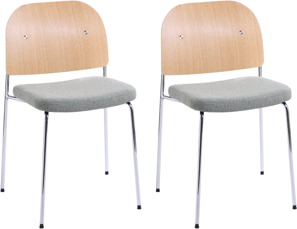 ASHCROFT - Set van 2 eetkamerstoelen - Groen/Lichtbruin - IJzer