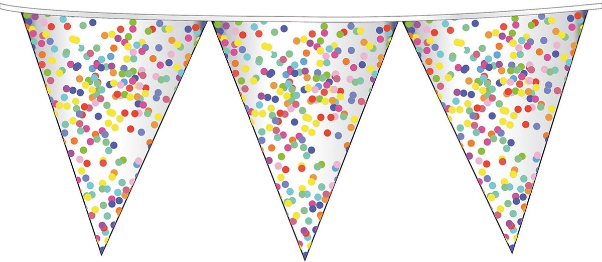Haza Confetti thema feest vlaggenlijnen - 10x - van plastic - 10 meter - Kinderfeestje / kinderverjaardag - versiering