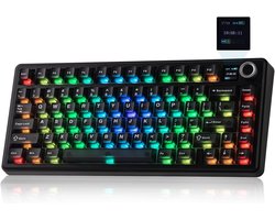 EPOMAKER x AULA F75 MAX – Zwart – Mechanisch Draadloos Toetsenbord – RGB – 75% – QWERTY – Gaming Keyboard – Leobog Reaper Switch