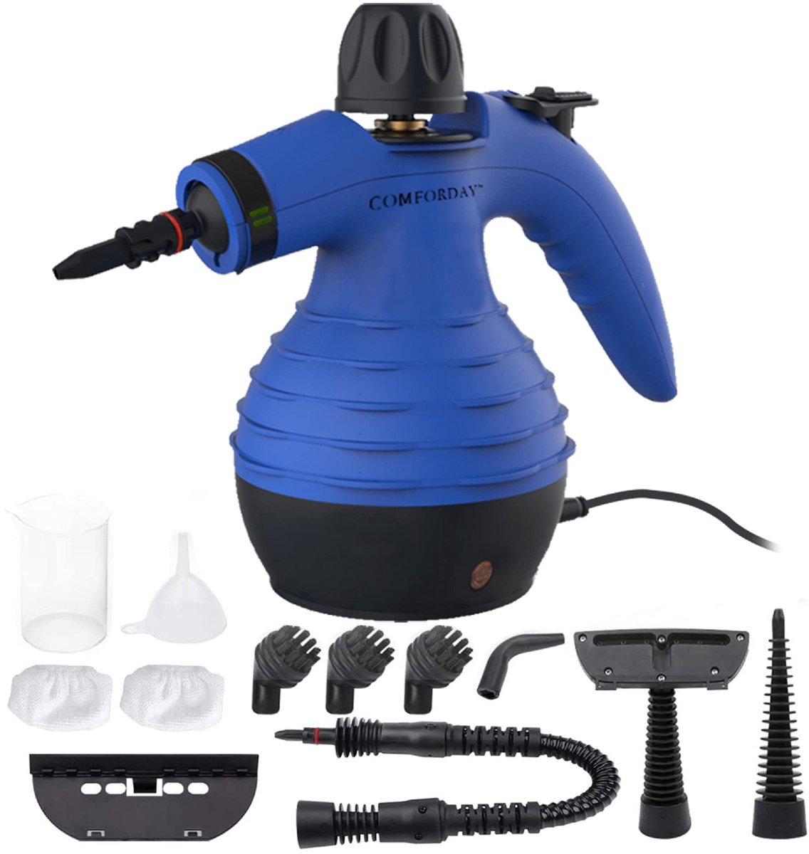 SnelShoppen - Handstoomreiniger Draagbaar met 12 Accessoires - Veelzijdige Stoomreiniger voor Vlekken, Tapijten, Gordijnen, Keuken, Vloeren en Badkame