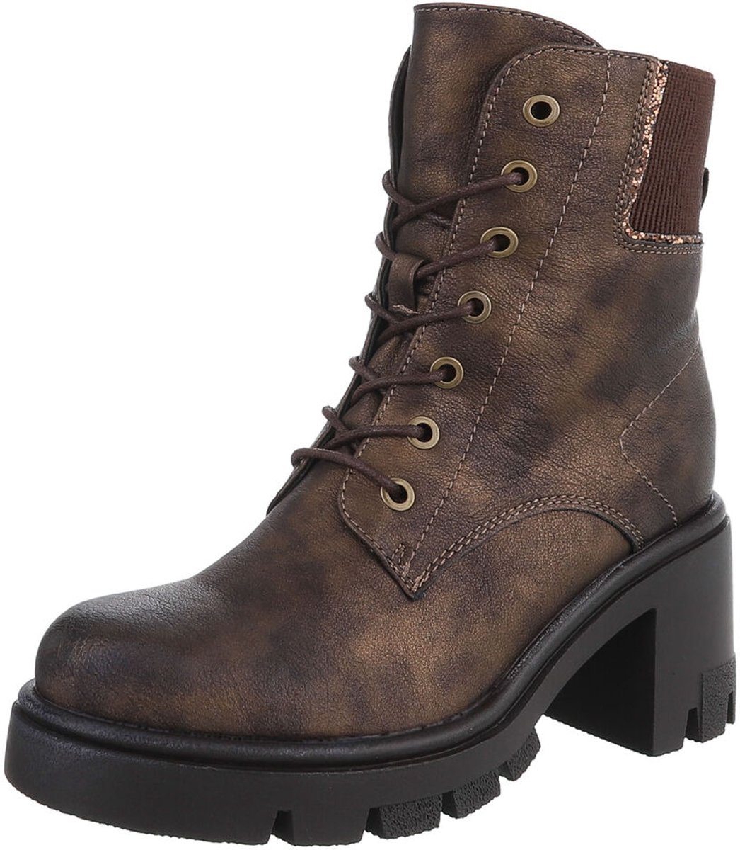 Veterboots - Hoge schacht en blokhak - Dames Mt:37