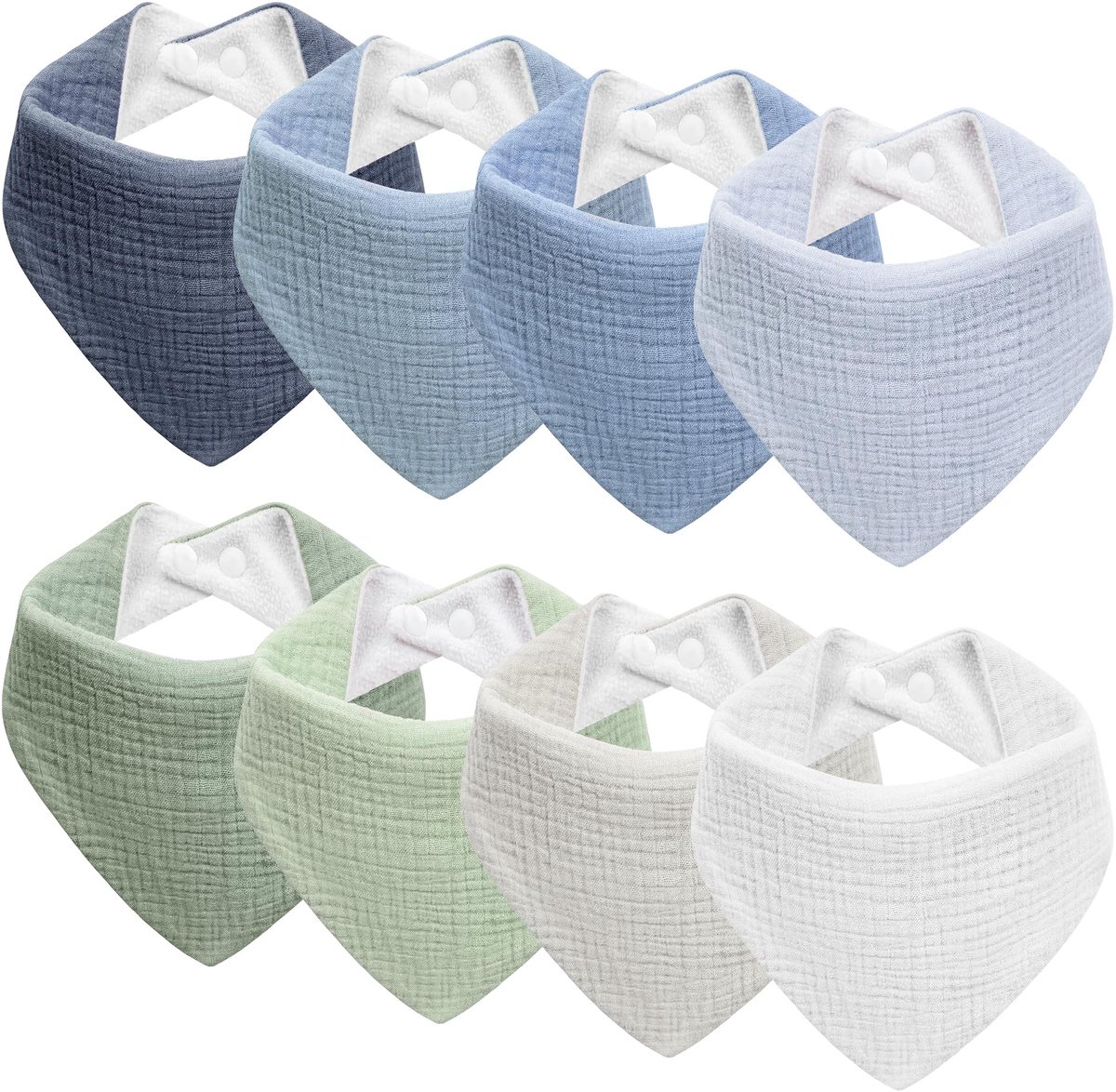 SnelShoppen - Kewlife baby slabbetje mousseline driehoekige sjaal adjustable halsdoek voor jongens en meisjes, Cyaan, 8 stuks, Eén maat, perfect voor