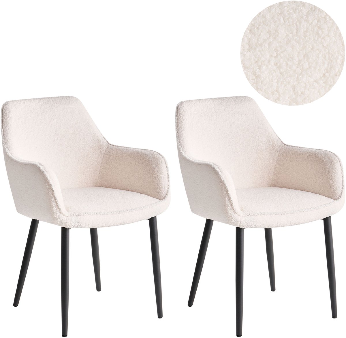 ALDEN - Eetkamerstoel set van 2 - Wit - Bouclé