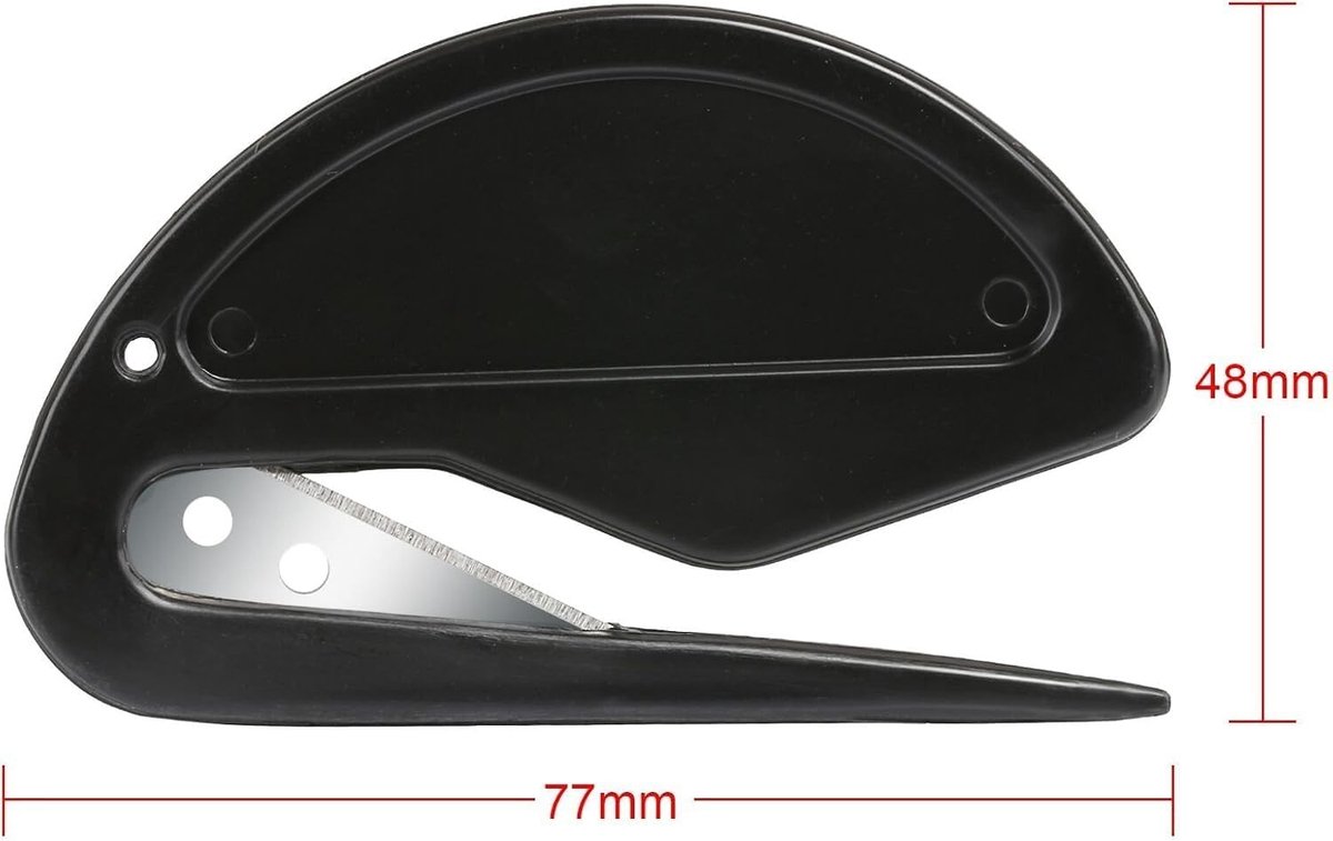 4-delige set briefopener en envelop snijmachine met metalen mes en kunststof grip, zwart