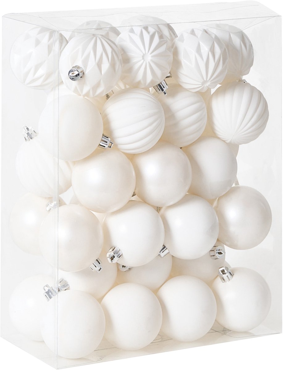 SAIMAA - Set van 40 kerstballen - Gebroken wit - Synthetisch materiaal