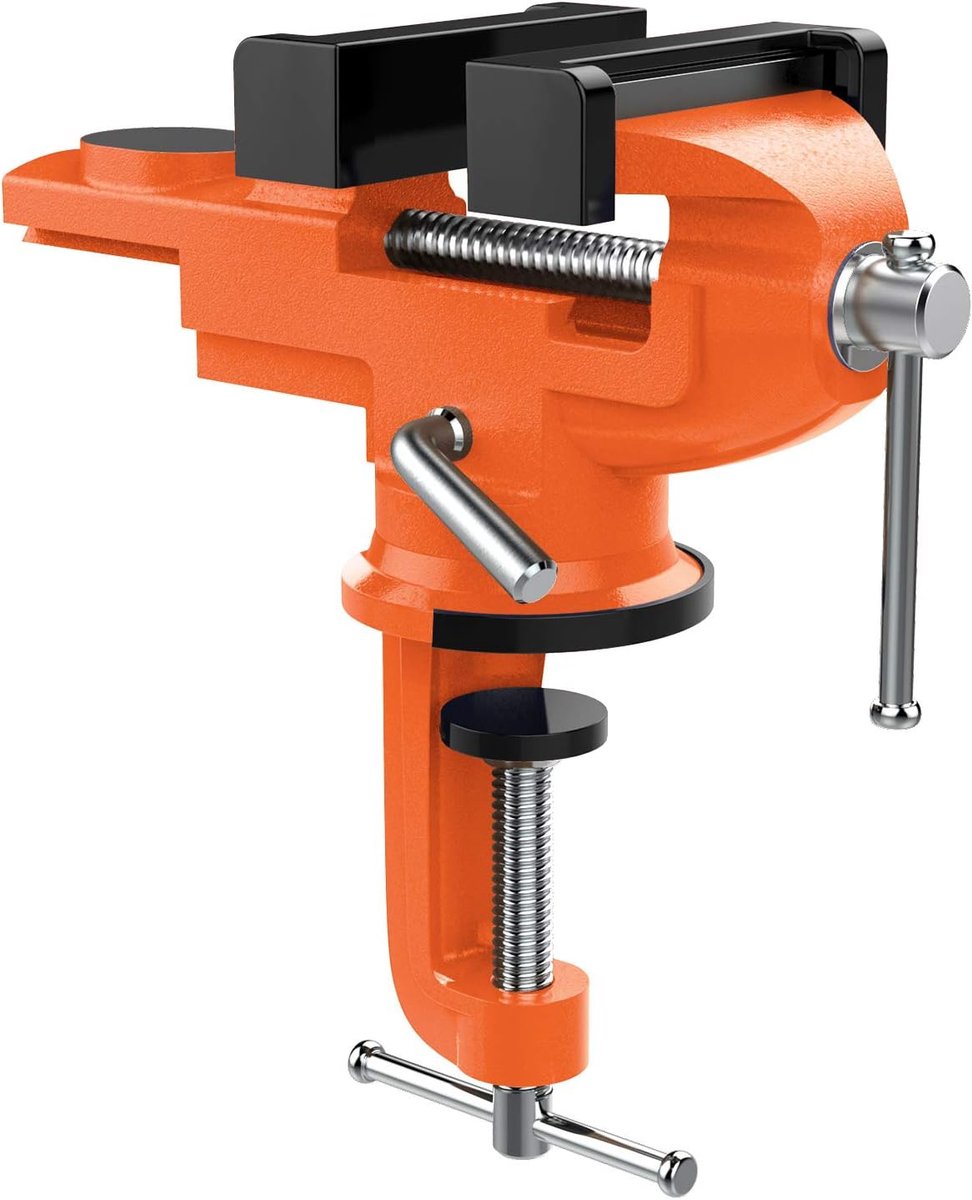 SnelShoppen - Universele Bankvise met 70mm Bekbreedte, 360° Draaibare Basis, Robuust en Roestvrij, Tafelklem voor Houtbewerking en Metaalbewerking - O