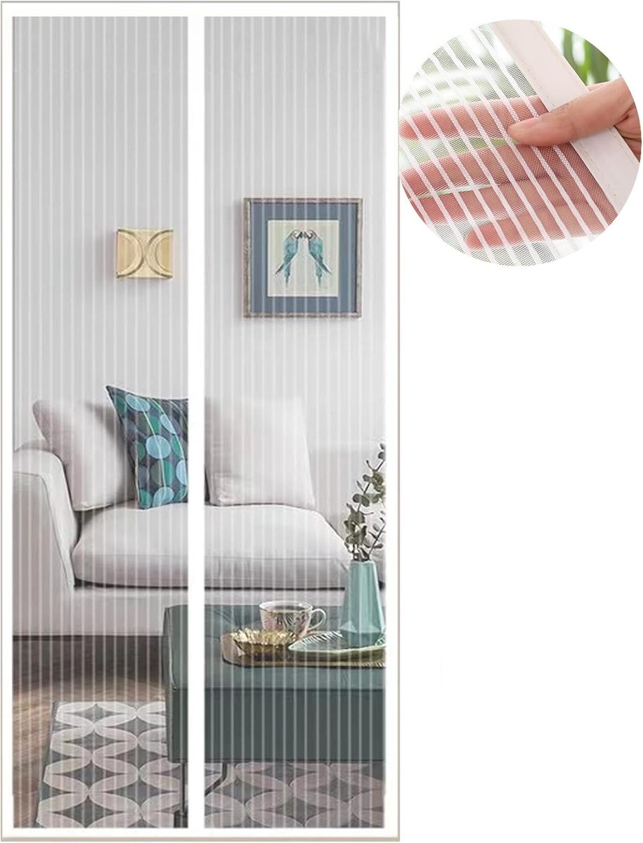 SnelShoppen - Magnetisch Vliegenscherm Voor Balkondeur 70 x 250 cm - Geluidsloze Insectenbescherming - Geen Boren - Verbeterde Sluiting - Witte Vliege