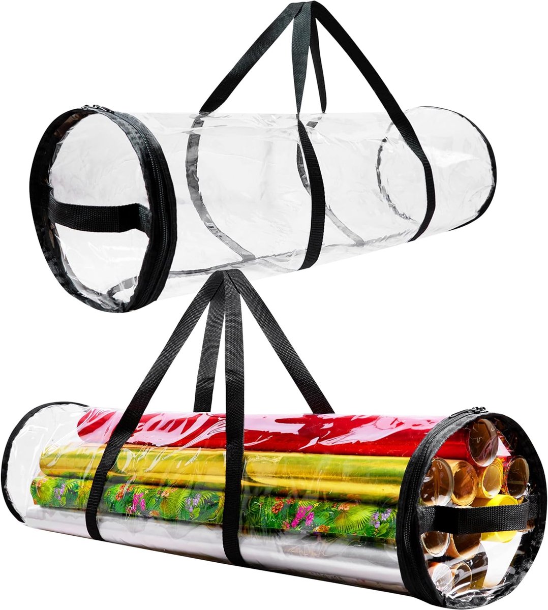 SnelShoppen - Christmas Gift Packaging Paper Storage Bag met Handvatten - Waterdichte Organizer voor Cadeaupapier - 79cm Transparant