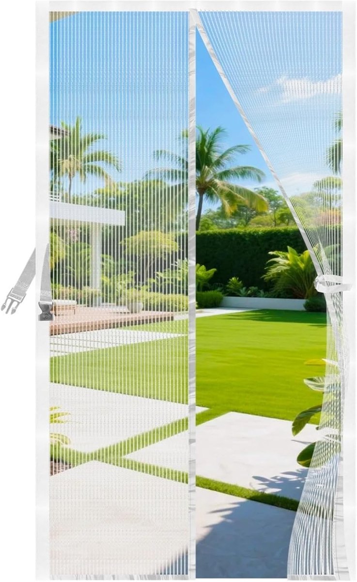 SnelShoppen - Vliegengaas Balkondeur Insectenbescherming 120x220 cm Roestvrij Staal Klittenbandsluiting zonder Boren - Ideaal voor Balkon, Tuin en Hui