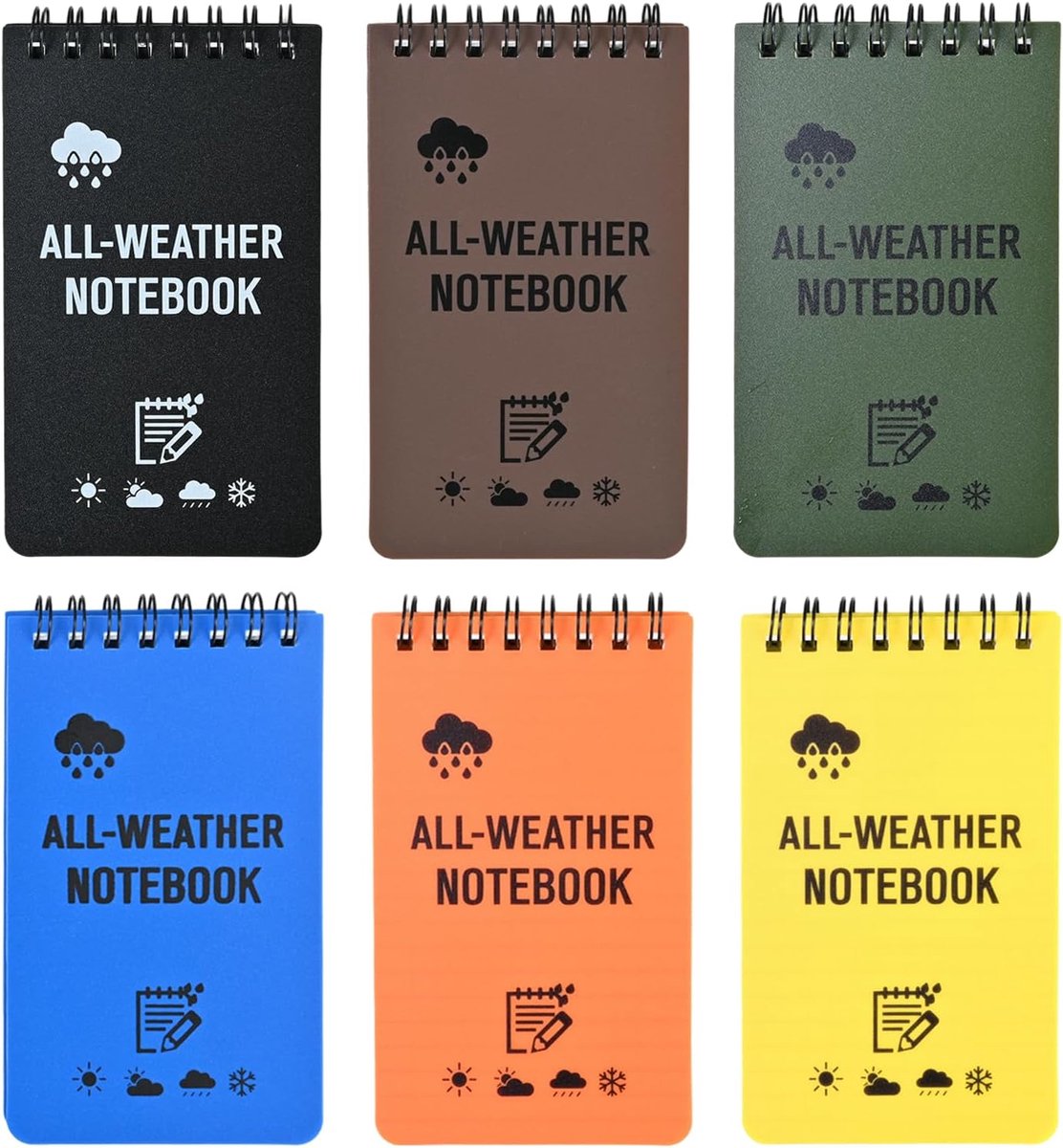 SnelShoppen - 6 Stuks Waterproof Notebooks A7 Mini Spiral Notitieboekjes - 300 Bladen Pocketformaat - Ideaal voor Outdoor, School, Thuis en Kantoor -
