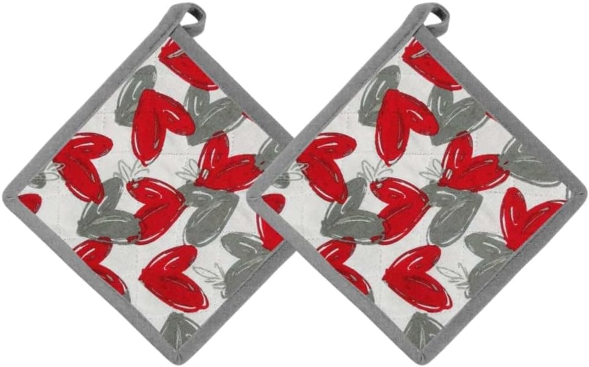 SnelShoppen - Set van 2 Katoenen Potholders 20x20 cm - Warmtebestendige Keukenhandschoenen - Wasbare en Zachte Pot Houders voor Pannen en Bakplaten